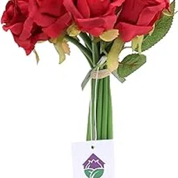 HOMEVERSE 12pcs |Artificial Rose Fake Silk Plants Wedding Valentines Birthday Anniversary Christmas Mothers Day (Red-12pcs)-image-7
