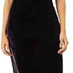 anvi be yourself Women's Solid Shoulder Strap Sleeveless Velvet Midi Bodycon Dress || Trendy Womens Cowl Neck Strappy Sheath Casual Dress with Side Slit || Western Plain One Piece Dress for Women-picture-11