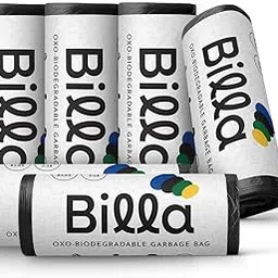 BILLA Garbage Bags Medium Size Black | 19 X 21 Inches | Trash bags | Dust bin covers for daily waste | 48X56 CM (180 bags, 6 Roll)-image-1