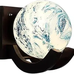 ONECYA ROYAL FANCY Industries Designer Home Decorative Modern Wall lamp for Living Room for Indoor Application Nordic Wooden Wall Lamps with Marble Glass Shades Without Bulb-image-8