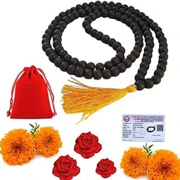 NELCOMED™ 8MM Men& Women 100% Natural UnPolished Karungali Malai Original Karungali Malai -Pathala Sembu Murugan Karungali Malai |108 Black beads|Suitable For Adult.-image-27