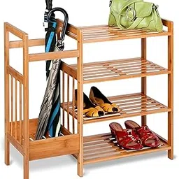 Beauty panda® Teak Wood 4 Tier Shoe Rack, Premium Shoe Organizer, Perfect for Shoe Cubby, or Living Room (SH04, Natural Wood) image 1