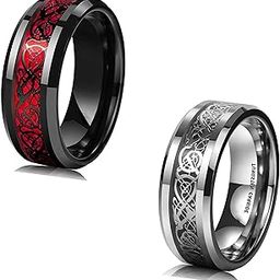 meenaz Stainless Steel Stylish dragon celtic proposal Couple band thumb Silver Platinum Black Finger Ring combo for Men Mens gents unisex Boys Boyfriend MEN RINGS-AM067-picture-48