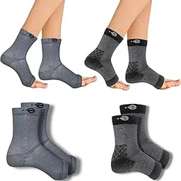 Compression Socks | Bamboo Cotton Open Toe | Women & Men | Plantar Fasciitis Socks for Neuropathy |Plantar Fasciitis Relief | Arch Support | Ankle & Foot Swelling | Grey, Inverted Black | Pack of 2-picture-13