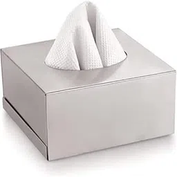 Dynore Stainless Steel Square Shape Tissue Paper Holder Box-image-0