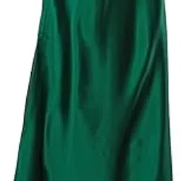 Satin Solid Silk Petticoat Underwear Skirt, Saree Shape Wear Dress, Free Size, Bottle Green 38 Inches Long, Drawstring Waist-image-63