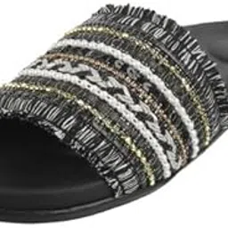 mochi Women Ethnic Embellished Fringe Detail Everyday Comfort Slides-picture-43