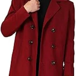 chkokko Winter Wear Single Breasted Notch Lapel Tweed Pea Trench Long Coat For Men image 1