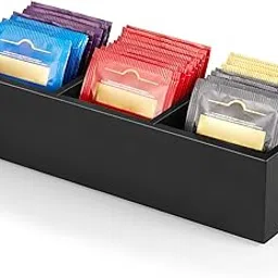 DRASTAR Rustic Classic Black Wooden Tea Bag Organizer with 3 Compartments and Handles-picture-17