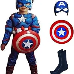 Superhero dress for kids boy | mask shield + cape super hero costume function party fancy dress (2-8 years olds kids-picture-18