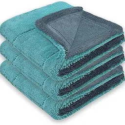 MAX Microfiber Cloth for Car (1200 GSM, 3 Pc, 40x40 cm, Ocean Blue) Fastest Drying Towel, Twisted Loop, Super Absorbent & Lint Free Towel with Edgeless Design for Professional Car Drying & Cleaning-picture-21