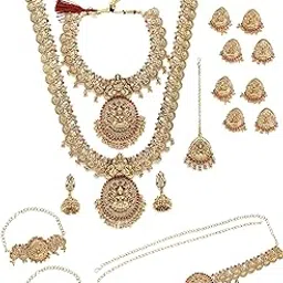 karatcart Elegant Gold Plated Laxmi Mata Full Bridal Temple Jewellery Set for Women-picture-21