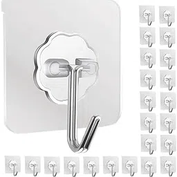 Perpetual Self Adhesive Wall Hooks - 10pcs Heavy Duty Transparent, Waterproof, Oilproof Hooks for Kitchen, Bathroom, Door, Outdoor Multipurpose Hooks for Hanging-image-54