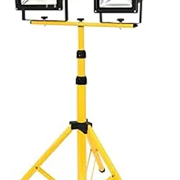 Powerpak DL-2S 5.1ft Dual Flood Light Stand | Adjustable and Foldable Tripod Stand | Telescoping Steel Floodlight Stand Heavy Duty Construction Tripod Stand for Home and Job Site Lighting | Yellow-picture-14
