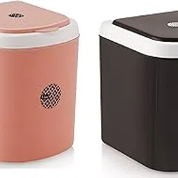 Nabhya Plastic Combo Of 2 Pc Mini Waste Bin Disposal Dustbin For Car Office Desk And Home Use (Black,Pink), Open-Top-image-31