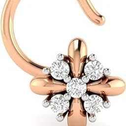 avsar 18KT Rose Gold and Diamond Nose Ring for Women-picture-20
