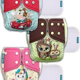 Kids Need Leakage Proof cloth diapers for babies, high absorbent 3 reusable diaper 3 insert pad combo pack washable cloth diaper free size (5-18kg) adjustable pocket diaper 34-picture-70