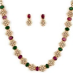 sasitrends Micro Gold Plated Multi Color American Diamond Stone Studded Jewellery Sets-picture-13