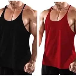 Round Neck Big Armhole Gym Stringer Vest for Men(Gym_vest85)-picture-61