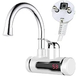 KSBOY Instant Heating Water Tap - Wall Mounted with Digital Display Regular Hot Water Flow (Power: 3000w/220v, Colour: White) image 1