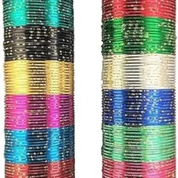 rudra enterprises Glossy Look Non Precious Metal Bangles With Golden Zari Pods In 12 Color For Girls And Womens(Pack of 144)-picture-51