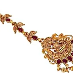 lucky jewellery Traditional Copper Finish Gold Plated Temple Religious Jewelry Goddess Laxmi Maang Tikka for Girls & Women (119-K2QT1-1595-PARENT)-picture-10