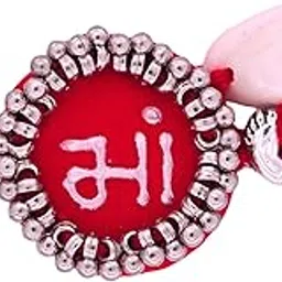 vrutti Traditional Panchmasi Rakhi for Expectant Mothers, Maa written with Silver Colored Beads and charms, Red Colour Cord, Adjustable Size | Panchmasiyu | Rakhdi | Panchmasi | Raxa Sutra | RakshaSutra-picture-27