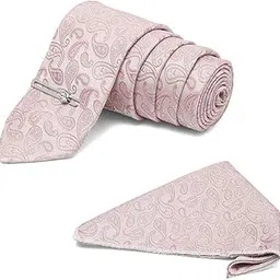 mutaqinoti Mens Paisley Silk Necktie Set Incl Pocket Square Chrome Tiepin American Style Formal Tie Gift Set for Men (TECP-P)-picture-24