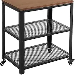 INDIAN DECOR. 459050 Industrial Kitchen Serving Cart, 3-Tier Rolling Utility Cart on Wheels with Wooden Table and Storage for Kitchen and Living Room, Bedroom, Entryway - Made in India-image-8
