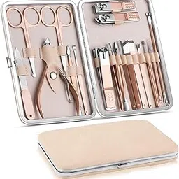 GRIHASTHA E-SHOP 18 IN 1 Stainless Steel Professional Manicure Set Nail Cutter For Women Nail Scissors Luxury Grooming Kit Manicure Pedicure Kit For Women Nail Acne Remover needle (18 IN 1)-picture-51