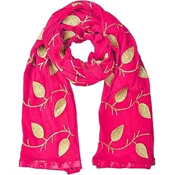 youthquake Women's Golden Zari Patti Work Embroidered Chiffon Dupatta for Womens & Girls With Lace-picture-39