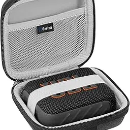 Geekria Shield Speaker Case Compatible with JBL Go 4/3/3 Eco Cover, Replacement Hard Shell Portable Speaker Protective Carrying Bag with Cable Storage, Keychain Carabiner (Dark Grey)-image-7