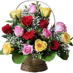 floral fantasy Floral Fantasy® Valentines Day Gift | Fresh Flower Basket arrangement Of 15 Mix Roses-picture-25