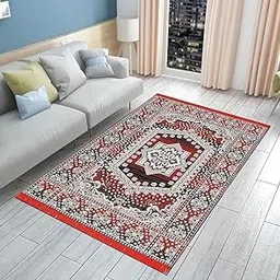 TIJANE Premium Cotton Carpet for Living Room 5x7 feet | Carpet & Rugs Cotton Carpet Floora Mat Carpet for Living Room, Hall & Kitchen Durable Dari | Reactangular (Maroon)-image-36