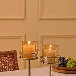 Karigari Living (Set of 1 Piece) Candle Holder, Glass Votive Holders, Premium Candle Holders, Candles Stand, Lantern for Home, Home Decor, Lantern, Premium Stand (Medium 12.8x12.8x21cm)-picture-10