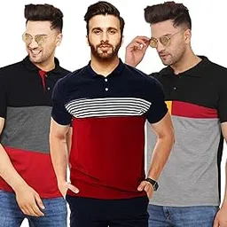 leotude Men's Regular Fit Half Sleeve Matty Polo Neck Combo T-Shirt (Pack of 3)-picture-41