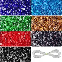 INDIKONB Glass Cube Spacer Beads – Multicolour Crystal Glass Beads for Jewelry Making, Bracelets, Necklaces, and Craft Projects-picture-36
