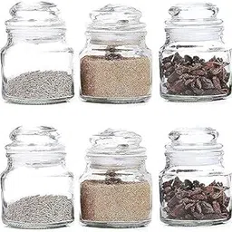 Sharma Enterprises 100Ml Glass Jar With Air Tight Lid For Herbs Jar,Jam Jar,Cookie Jar,Pop Glass Jar,Biscuit Glass Jar,Masala Storage Glass Jar (Pack Of 6),Transparent-picture-11