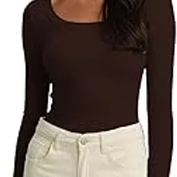 kotty Women's Slim Fit Long Sleeve Ribbed T-Shirt Stylish||Comfortable-picture-43
