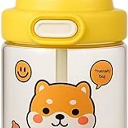 Kids Sipper Bottle with Straw for Baby | Leak-Proof, BPA-Free Water Bottle with Cute Design Lid & Strap | Easy Grip, 360° Drinking | Baby Toddler Water Sipper Cup (Yellow, 450ml)-picture-24