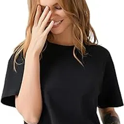 pennywears.co Oversized Fit Crop Tops/Cropped T-Shirt for Women's N Girls Stylish Western I Casual Wear Drop Down Shoulder-picture-30