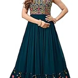 elliti Women's Georgette Stitched Traditional Stunning Outfit with Boutique Long Anarkali Western Dress Designs, Stylish Party Dresses Gown-picture-43
