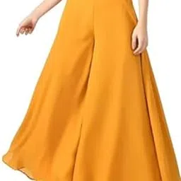 Women's Georgette Sharara Palazzo, Relaxed Fit, Flared Style with Attached Lining-image-89