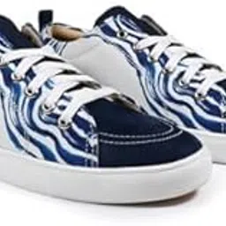 Luxe Men Low Ankle Sneakers for Men(Blue Weave)-image-1