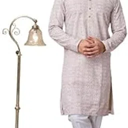 Men Beige Georgette Embroidered Kurta with Pyjama-image-65