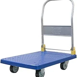 EQUAL 300kg Capacity Plastic Foldable Platform Trolley for Heavy Weight/Material Handling Goods Trolley for Home, Office, Warehouse & Industries - 60cm x 90cm (5" Wheel/Blue) image 1