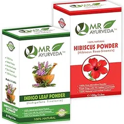 MR Ayurveda 100% Organic Indigo Powder and Hibiscus Powder - Combo Pack (100 Grams Each)-image-5