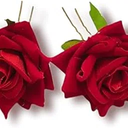 Pink Planet Artificial Red Rose Juda U Pin Set of 2 for Bun Hairstyles | Floral Hair Accessory for Women & Girls | Traditional and Bridal Hair Styling-picture-33