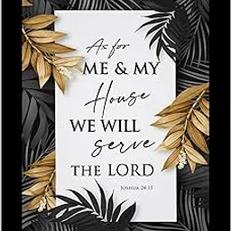 SELIGMANN® Bible Verse - As for me and my house - JOSH 24:15 - Christians Photo Frames for Wall Decoration, Bedroom, Hall, Living Room (17x12 inches) (Grey Black)-image-10