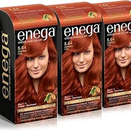 Enega Creme Hair Color 5.64 COPPER RED (60gm + 60ml + 12ml Enega Color Protection Conditioner)(Pack of 3)-picture-20